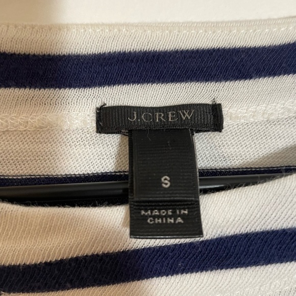 J. Crew Navy Striped Long Sleeve Shirt Zip-up Shoulders Size Small Lightweight - Picture 2 of 11